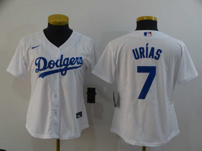 Women Dodgers 7 Julio Urias White 2020 Nike Cool Base Jersey,We sell and wholesale Women Dodgers 7 Julio Urias White 2020 Nike Cool Base Jersey on line form chian!